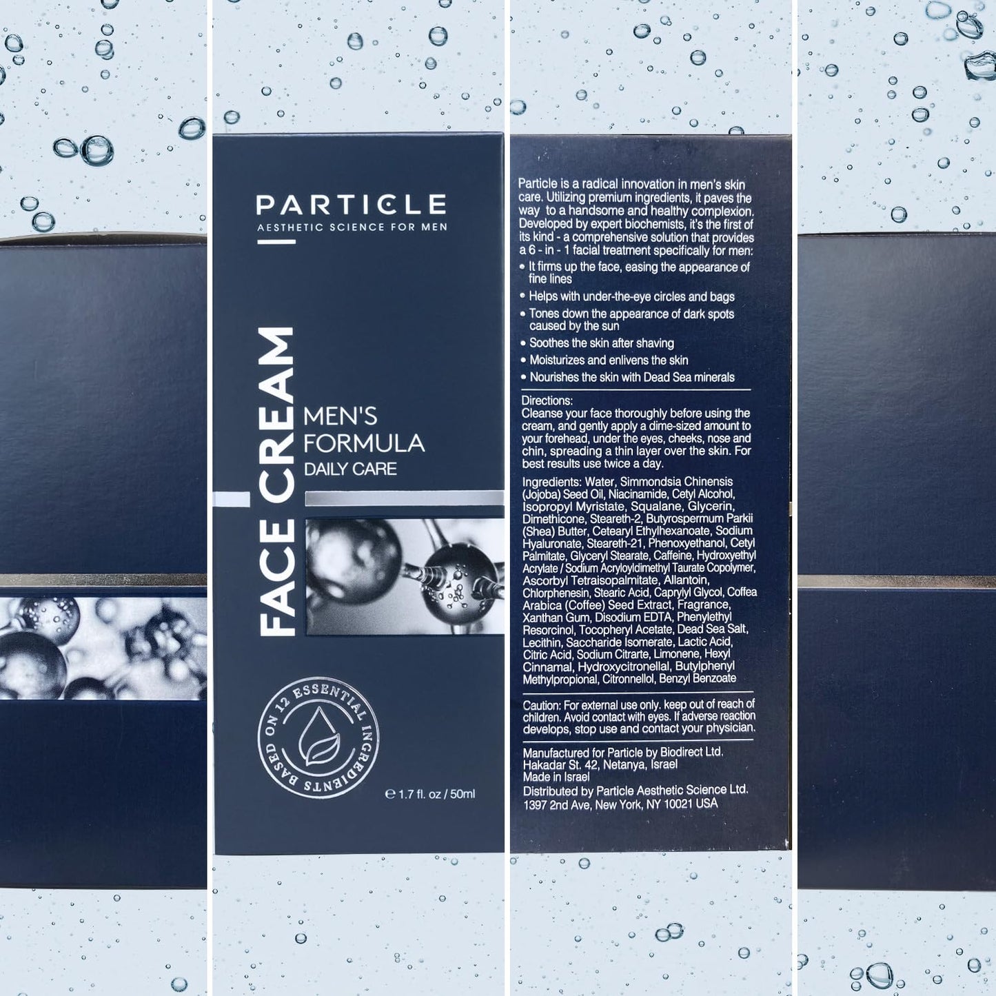 Prtcle 6 in 1 Face Cream for Men, Men’s Daily Hydrating Moisturizer with Vitamin C, Jojoba Oil, Vitamin E & Hyaluronic Acid, Skin Care Routine, Healthy Skin Support, 1.7 FL OZ, Pack of 3