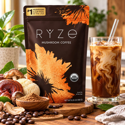 RYZE Organic Mushroom Coffee – Original Blend | 30 Servings | 6.35 oz (180g) | Pack of 1