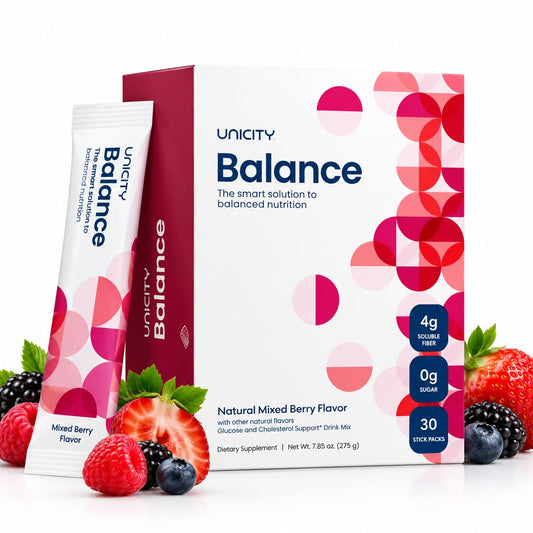 Unicity Balance – Natural Mixed Berry Flavor | Glucose & Cholesterol Support Drink Mix | 30 Stick Packs