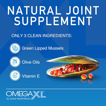 Omga XL Joint Support Supplement - Natural Muscle Support, Green Lipped Mussel Oil, Soft Gel Pills, Drug-Free, 300 Count