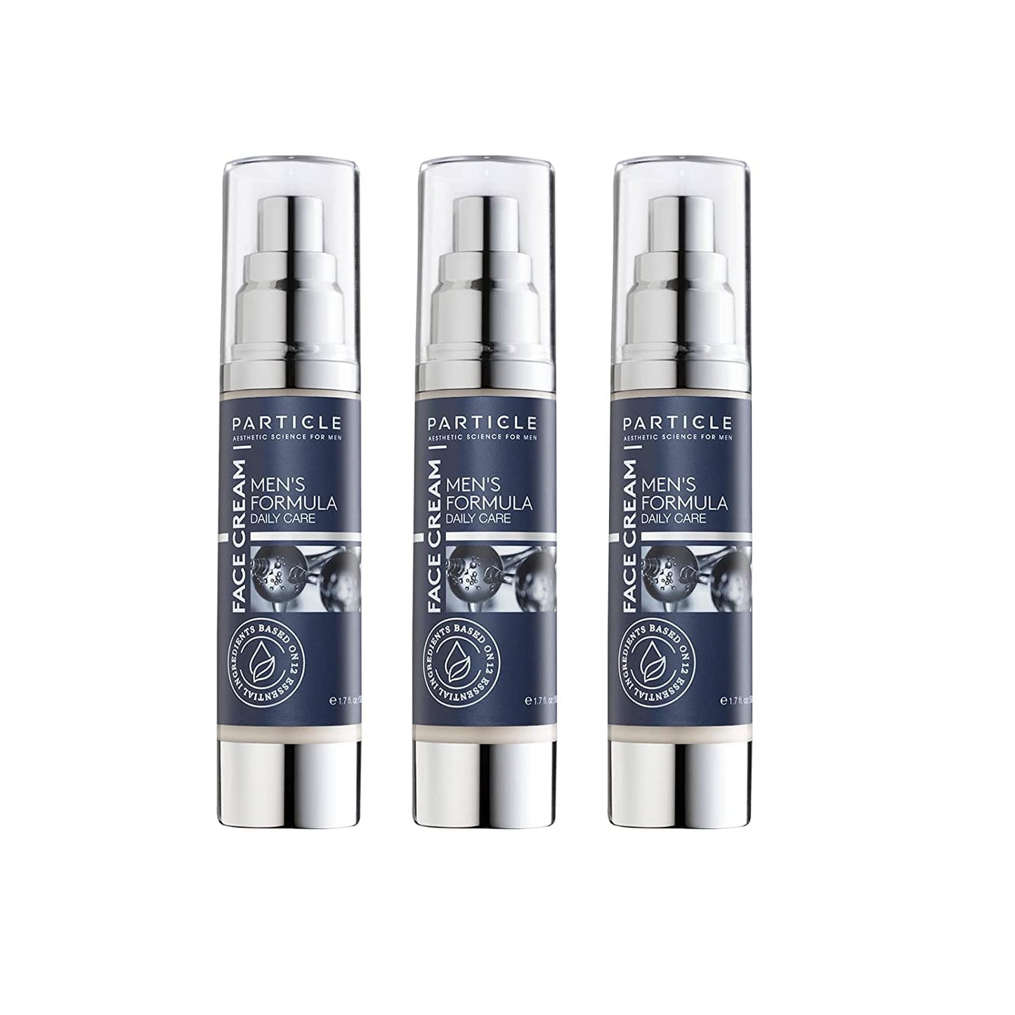 Prtcle 6 in 1 Face Cream for Men, Men’s Daily Hydrating Moisturizer with Vitamin C, Jojoba Oil, Vitamin E & Hyaluronic Acid, Skin Care Routine, Healthy Skin Support, 1.7 FL OZ, Pack of 3