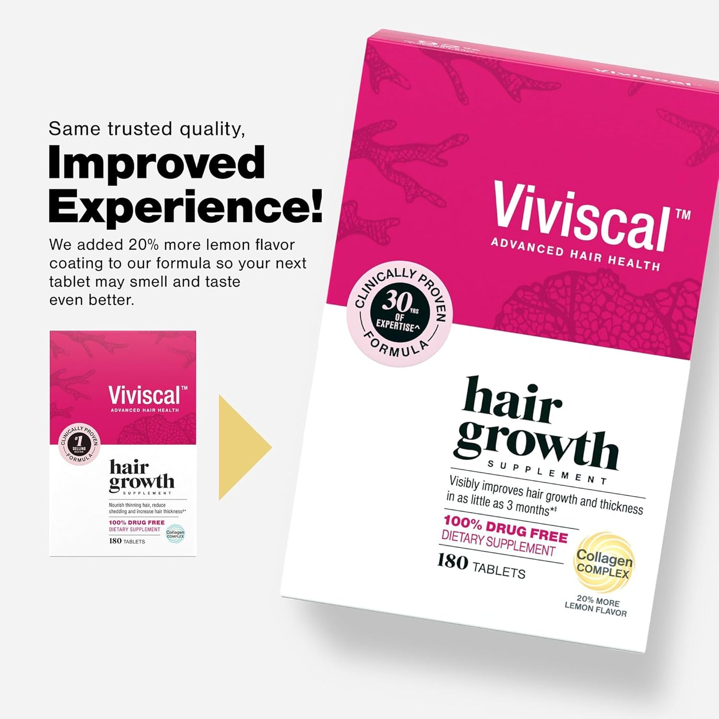 Vivical Hair Growth Supplements for Women, Thicker Fuller Hair Support for Thinning Hair and Hair Loss, with Biotin and Marine Collagen, Drug-Free, 180 Tablets, 90-Day Supply