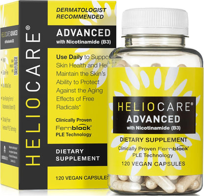 Helocre Advanced Niacin B3 Supplement: Fernblock PLE Extract 240mg Per Serving - Supports Skin Cell Health W/Antioxidant Rich Vitamin B3 Niacin 500 mg - 120 Vegan Capsules