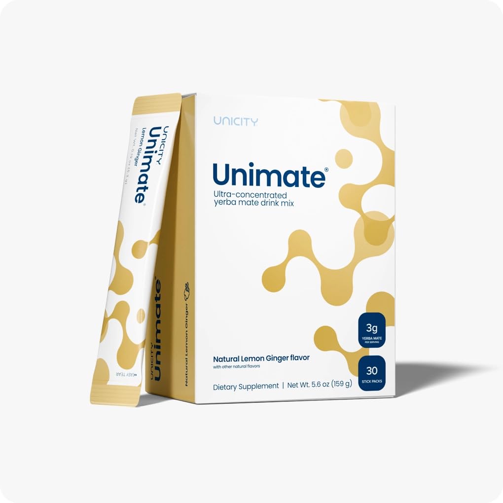 Uncty Unimate Ultra-Concentrated Yerba Mate Drink Mix – Natural Lemon Ginger (30 Stick Packs)